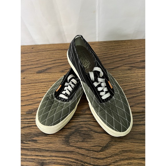 VANS Authentic Utility Pinstripe Sneakers M8/W9.5 Quilted Green Black‎ Low Top - Picture 1 of 5